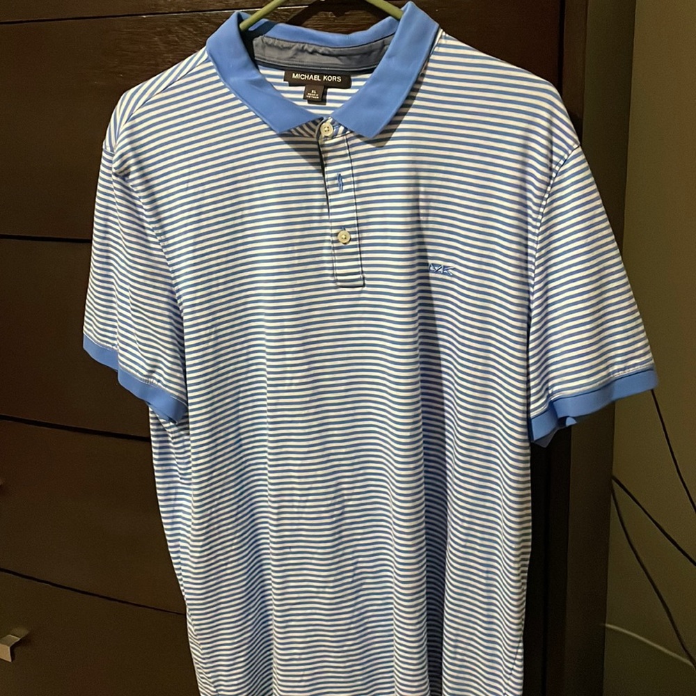 Mes blue & white polo